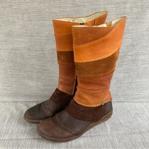 El Naturalista Boots Leather Patchwork Brown and Orange Boots